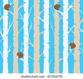 vector illustration of tree background with squirrels