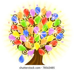 vector illustration of a tree with balloons. Eps10