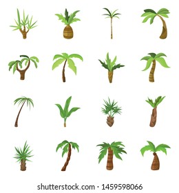 Vector illustration of tree and beach symbol. Set of tree and summer stock symbol for web.