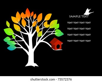 vector illustration of tree and bird