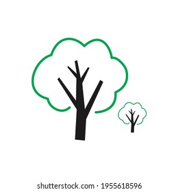Vector illustration of a tree with black trunk.
