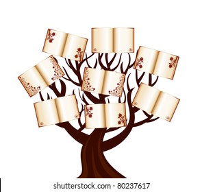 Vector illustration of a tree with the books