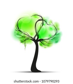 Vector illustration tree with branches in heart shape on white background