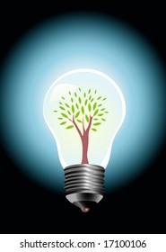 vector illustration with tree in bulb lamp