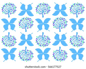 Vector illustration of tree and butterfly background for your design