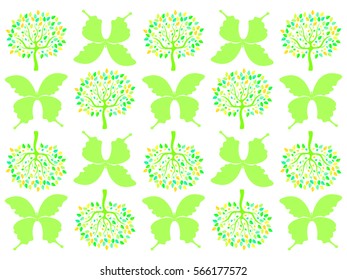 Vector illustration of tree and butterfly background for your design
