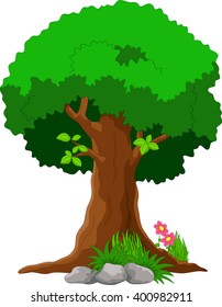 Vector Illustration Of Tree Cartoon On White Background 