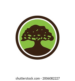 ilustración vectorial de un árbol en círculo, genial para los logotipos e iconos de la compañía de la naturaleza