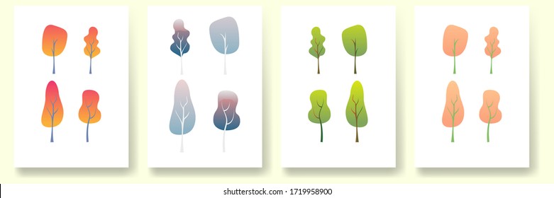 Verano, Invierno, Otoño, Primavera. Diseño plano