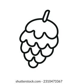 Ilustración vectorial de un cono de árbol en estilo doodle.