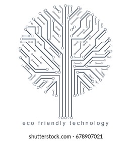 Vector Illustration Tree Created Wireframe Lines: vector de stock ...