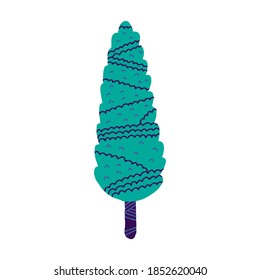 Vector illustration. Сute tree. Cypress isolated on white background. Decorative art. 