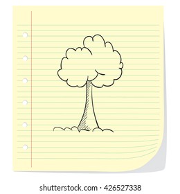 Vector illustration of a tree in doodle cartoon style