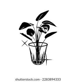vector illustration of a tree in a drinking glass