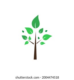 Vector illustration of tree with falling leaves