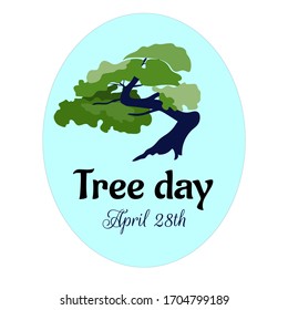 Vector illustration of a tree in flat style. Banner for tree day for poster design, presentation brochures.