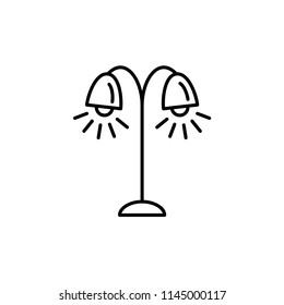 Vector illustration of tree floor lamp. Line icon of 2 light torchiere. Standing light fixture. Home & office lighting. Isolated object on white background.