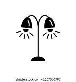 Vector illustration of tree floor lamp. Flat icon of 2 light torchiere. Standing light fixture. Home & office lighting. Isolated object on white background.