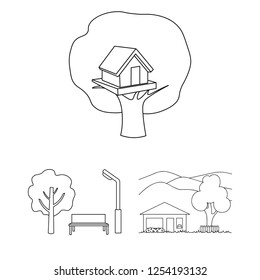 Vector illustration of tree  and forest icon. Collection of tree  and green stock vector illustration.