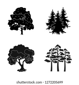 Vector illustration of tree  and forest icon. Set of tree  and green stock vector illustration.