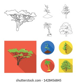 Vector illustration of tree and forest sign. Set of tree and green stock symbol for web.