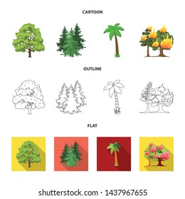 Vector illustration of tree and forest sign. Set of tree and green stock symbol for web.