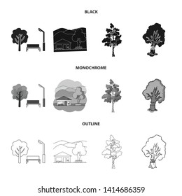 Vector illustration of tree  and forest symbol. Collection of tree  and green stock symbol for web.