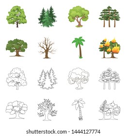 Vector illustration of tree and forest symbol. Collection of tree and green vector icon for stock.
