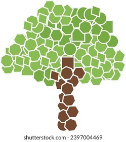 Vector illustration of a tree formed from different shapes