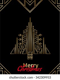 vector illustration tree and geometric background in retro style design element to the Christmas and New Year