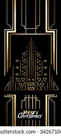vector illustration tree and geometric background in retro style design element to the Christmas and New Year