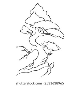 Diseño gráfico del árbol de Ilustración vectorial, bosquejo del tatuaje del arte, dibujo de la mano, uso en impresión