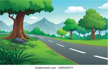 Vector illustration of a tree and graphic of jungle.
