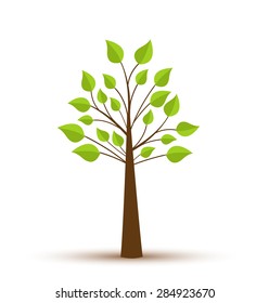 Vector illustration of a tree with green leaves