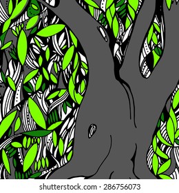 Vector Illustration of tree with green leaves