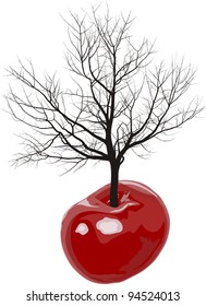 vector illustration of a tree growing out of cherries fruit