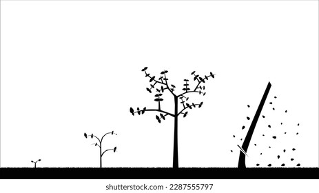 Vector illustration of tree growth until it is cut down. suitable for world earth day, conservation day, and nature theme presentation.