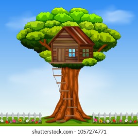 vector illustration of a tree house