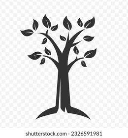 Vector illustration of tree icon in dark color and transparent background(PNG).