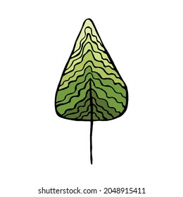 Vector illustration of tree isolated on light background. Vector, flat design. Spruce in doodle style. Hand-drawn.
