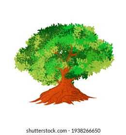 Vector illustration of tree with isolated white background