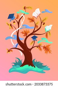 vector illustration tree of knowledge. School, September