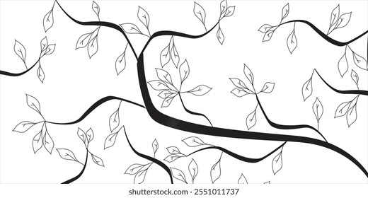 Vector illustration of tree with leaves. Editable stroke. background for green t-shirts