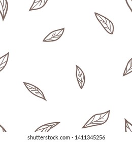 Vector illustration of tree leaves on white background. Seamless pattern of classic style. Flat design for design and textile products