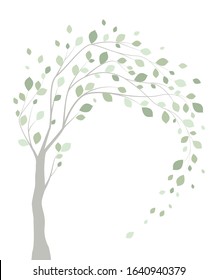Vector illustration of a tree with leaves on a white background