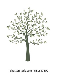 Vector illustration of a tree with leaves on a white background