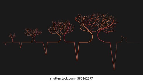 Vector illustration of tree life cycle, eco concept design.