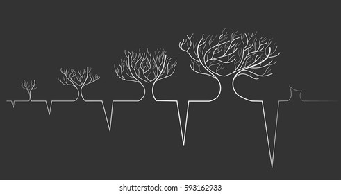 Vector illustration of tree life cycle, eco concept design.