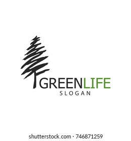 Vector illustration of tree logo or icon. Design template, badges, labels and logotype for business