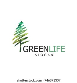 Vector illustration of tree logo or icon. Design template, badges, labels and logotype for business